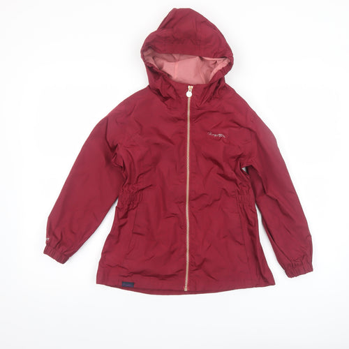 Regatta Girls Red Hooded Waterproof Rain Coat Jacket 7-8 Years