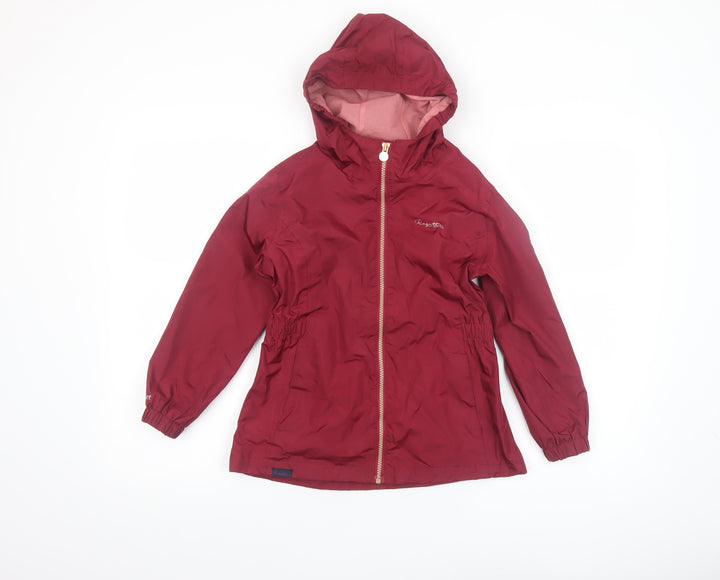 Regatta Girls Red Hooded Waterproof Rain Coat Jacket 7-8 Years