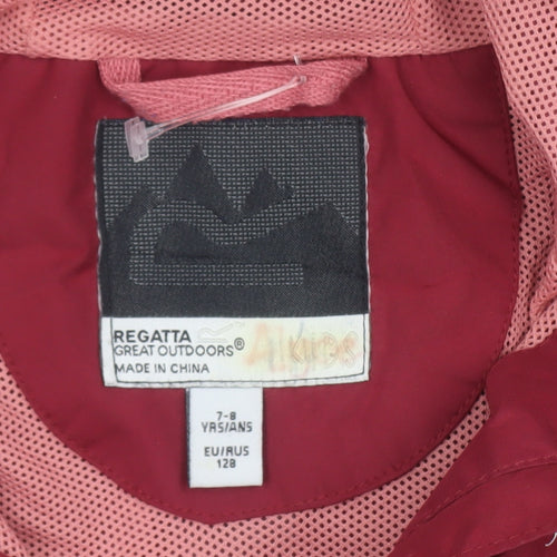 Regatta Girls Red Hooded Waterproof Rain Coat Jacket 7-8 Years