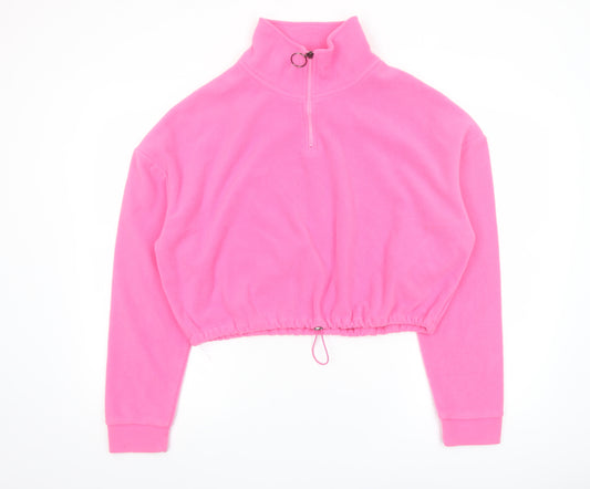 Brave Soul Womens Pink Fleece 1/2 Zip Pullover Sweatshirt M