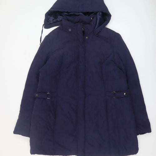 BHS Women’s Blue Hooded Mid-Length Parka Coat Size 20