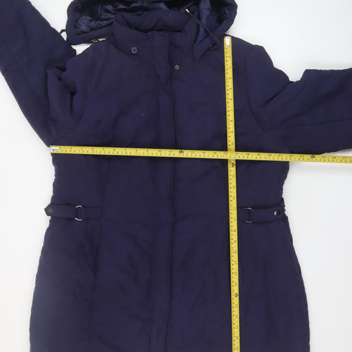 BHS Women’s Blue Hooded Mid-Length Parka Coat Size 20