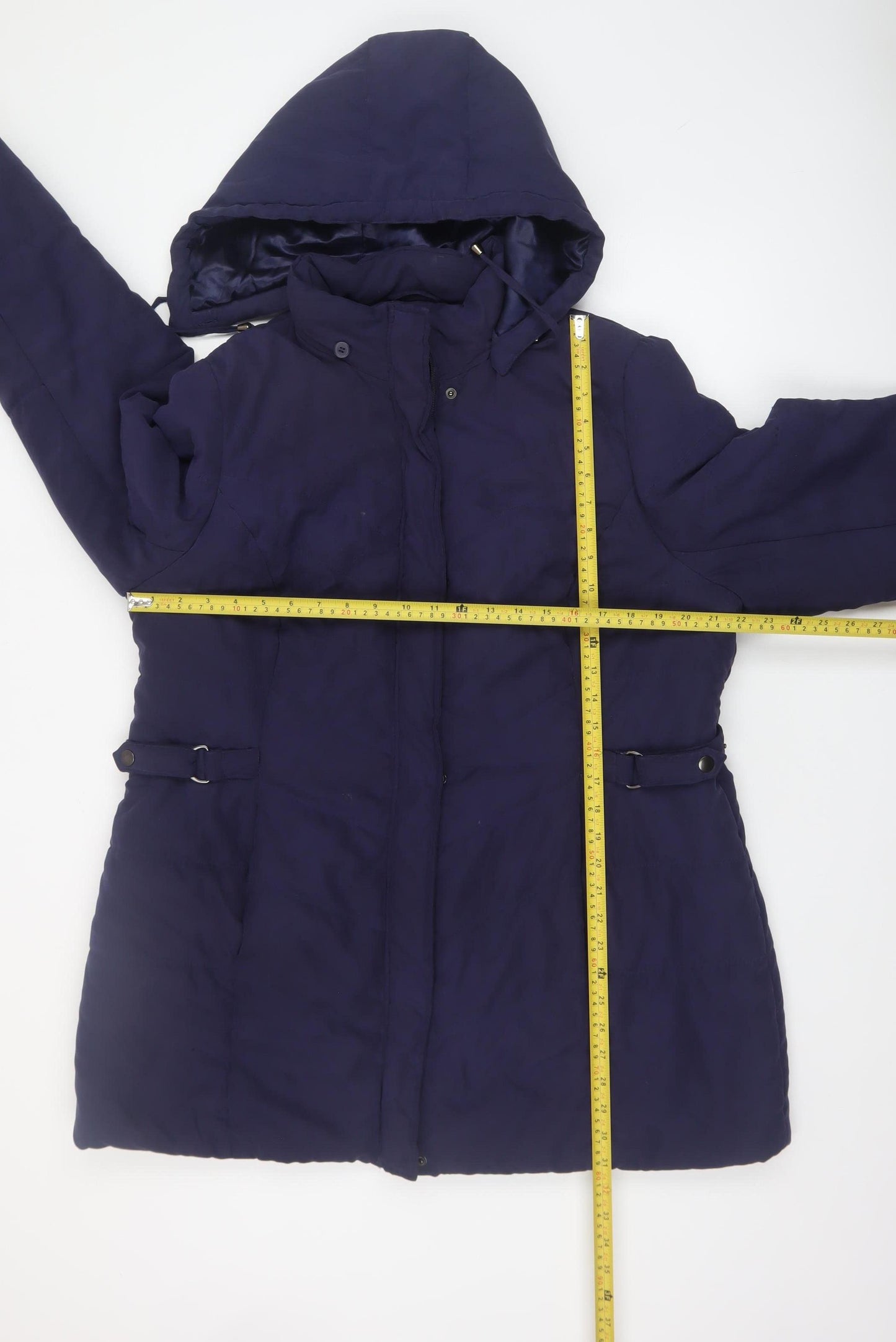 BHS Women’s Blue Hooded Mid-Length Parka Coat Size 20
