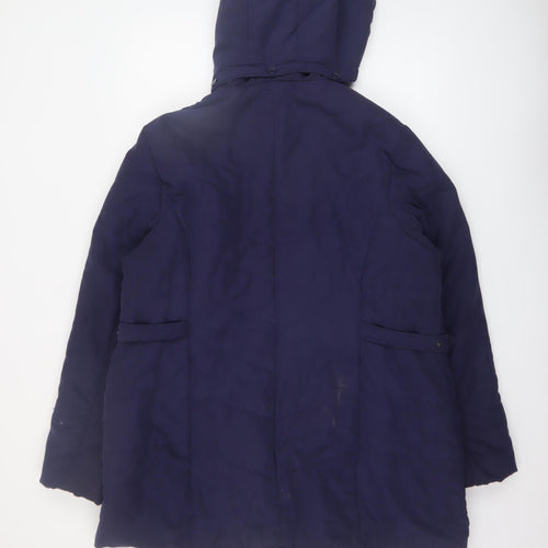 BHS Women’s Blue Hooded Mid-Length Parka Coat Size 20