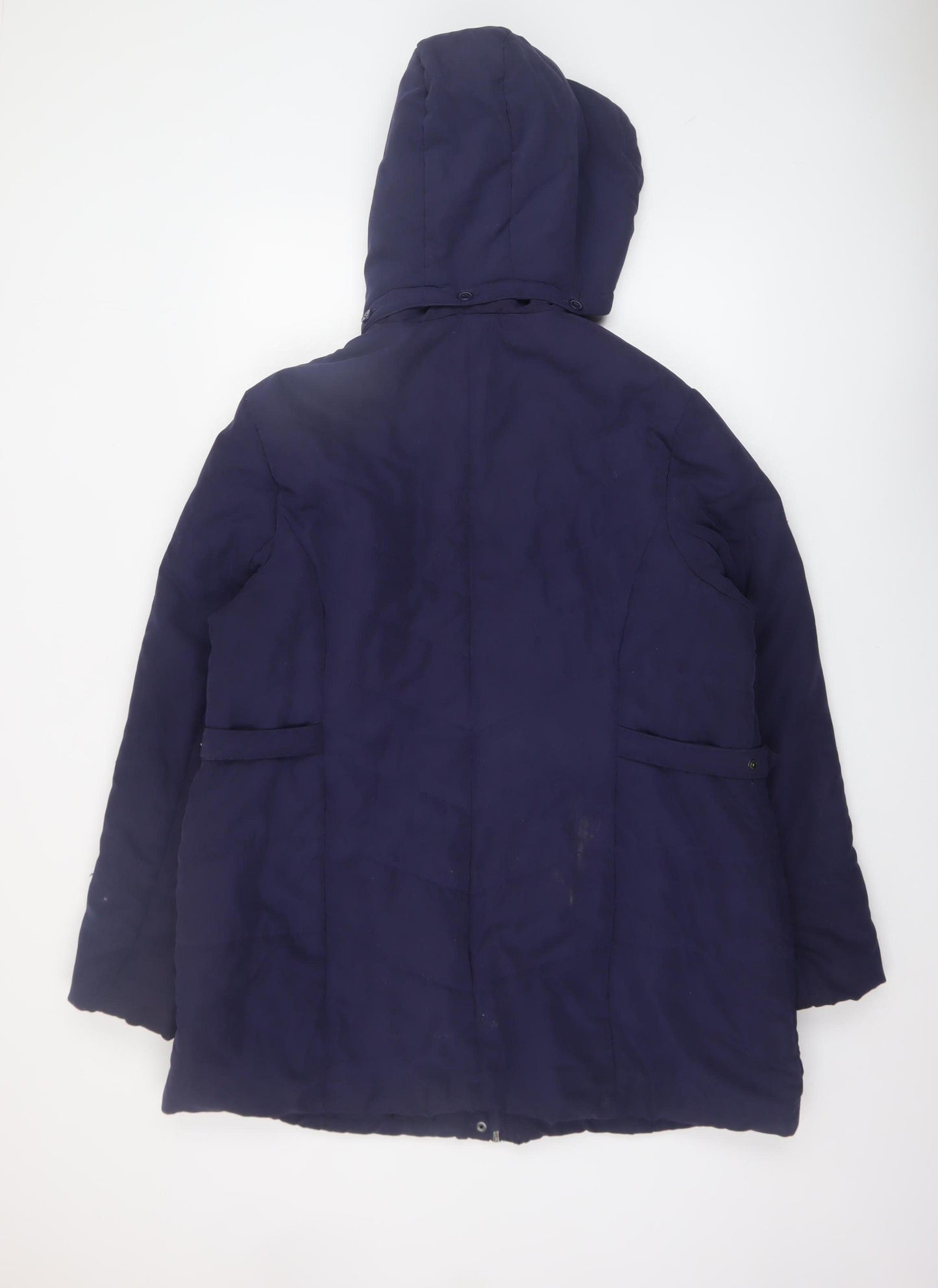 BHS Women’s Blue Hooded Mid-Length Parka Coat Size 20