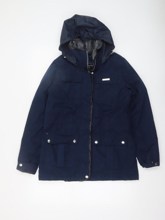 Regatta Women Blue Hooded Parka Jacket Size 8 Water Resistant