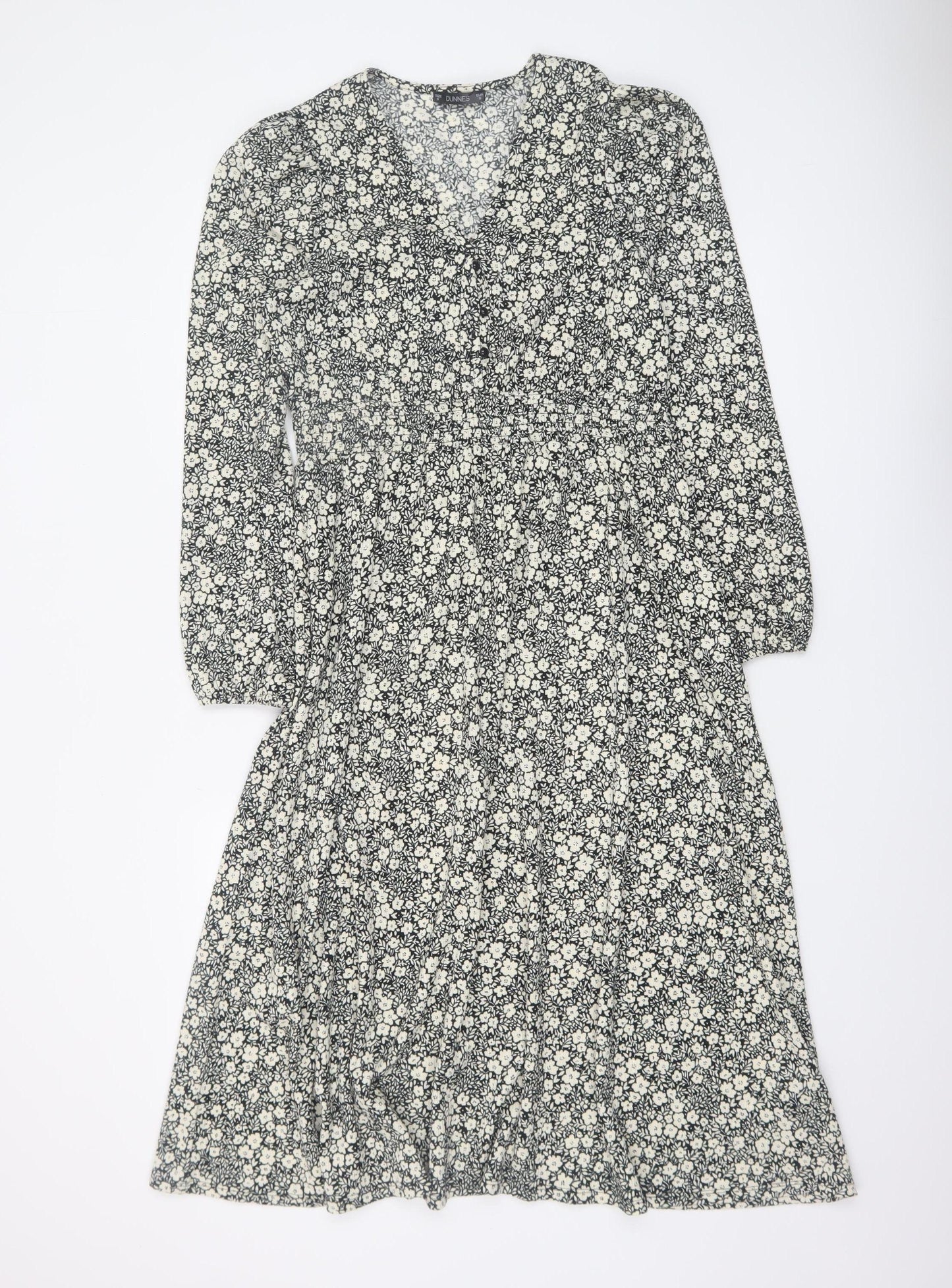 Dunnes Women’s Black Floral A-Line Midi Dress Size S