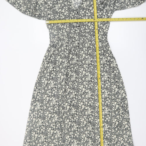 Dunnes Women’s Black Floral A-Line Midi Dress Size S