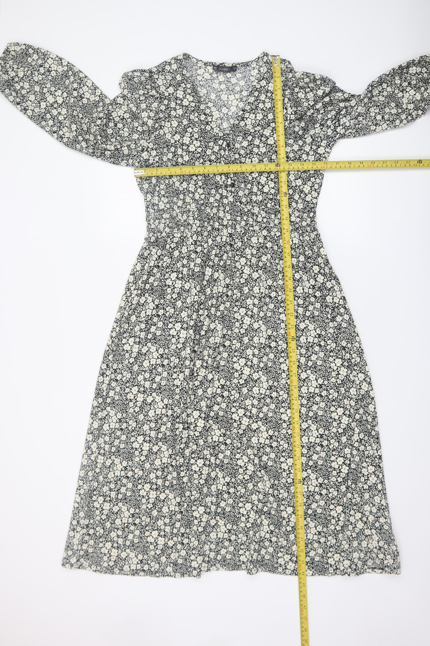 Dunnes Women’s Black Floral A-Line Midi Dress Size S