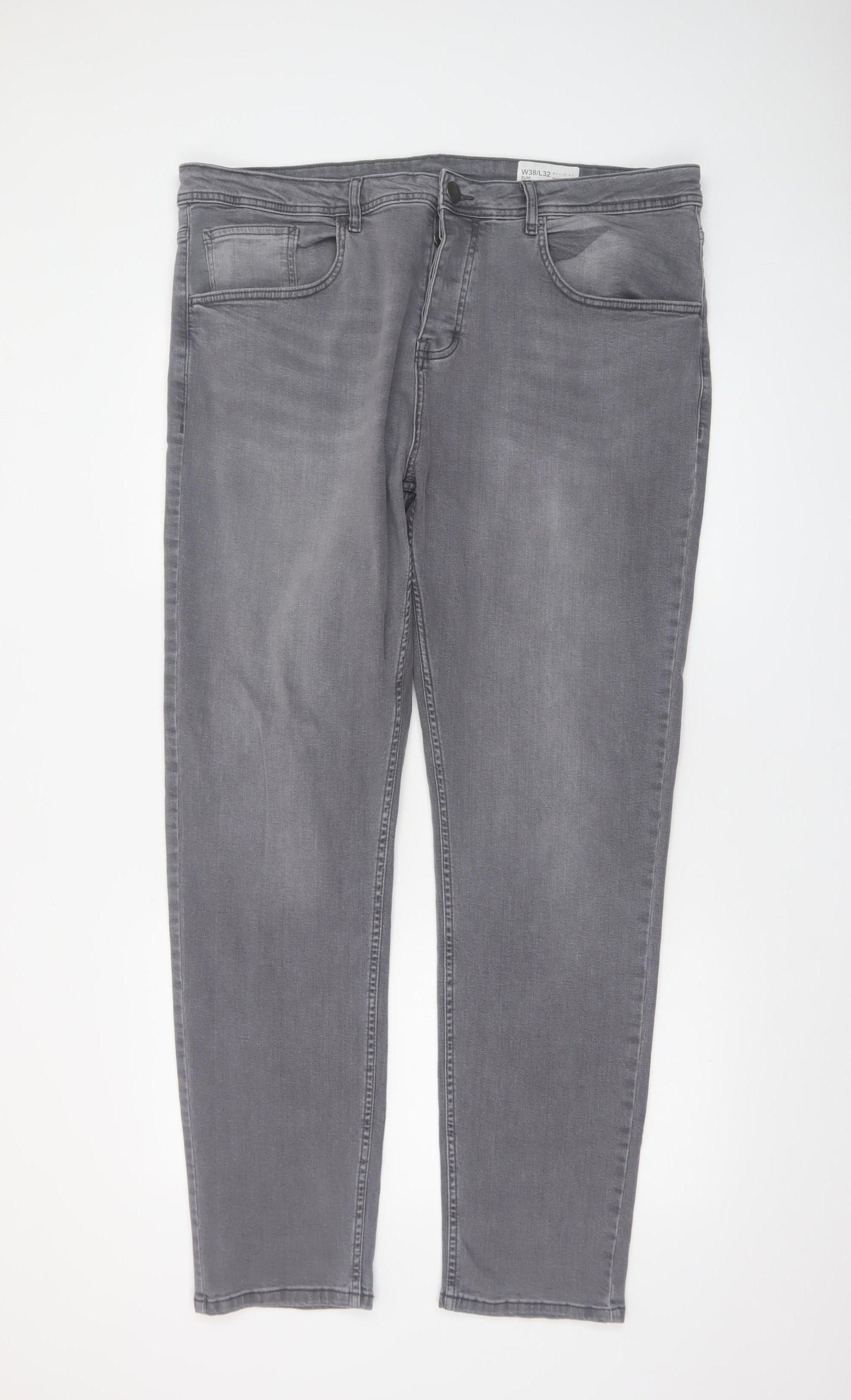 Primark Denim Co Men's Grey Slim Stretch Jeans W38 L32