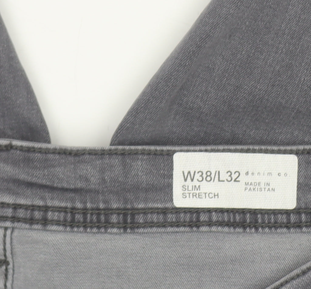 Primark Denim Co Men's Grey Slim Stretch Jeans W38 L32