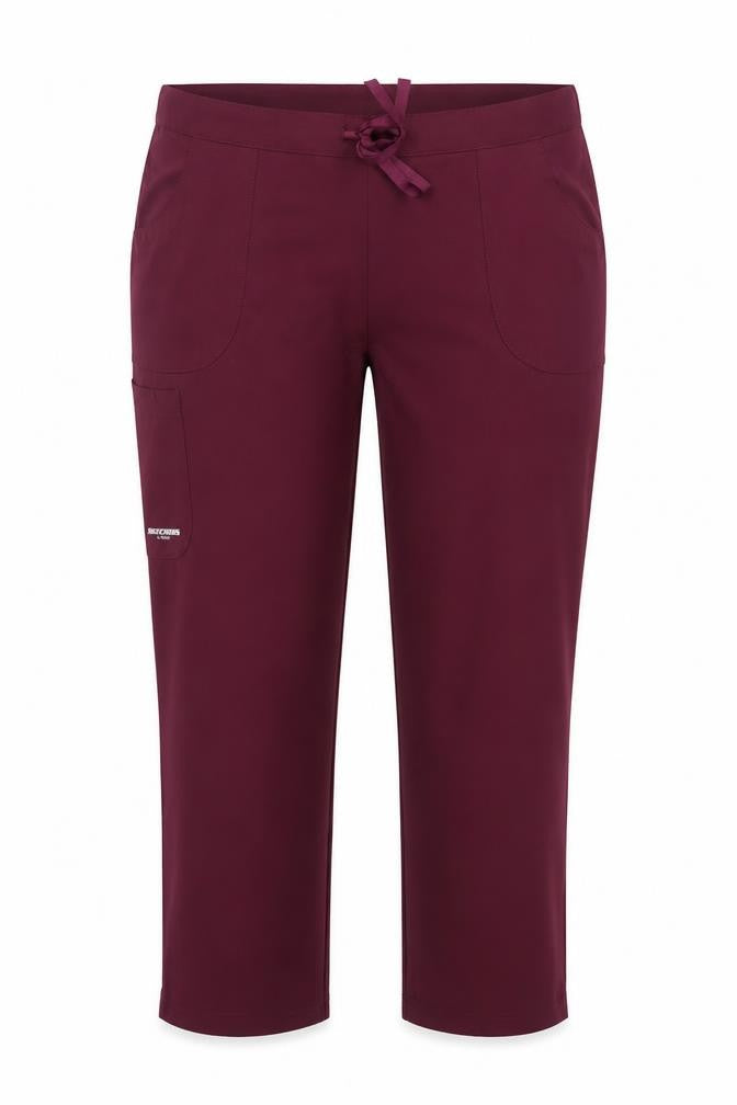 Skechers Women Burgundy Drawstring Straight Leg Trousers L Polyester Blend