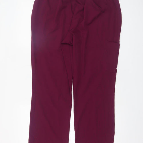 Skechers Women Burgundy Drawstring Straight Leg Trousers L Polyester Blend