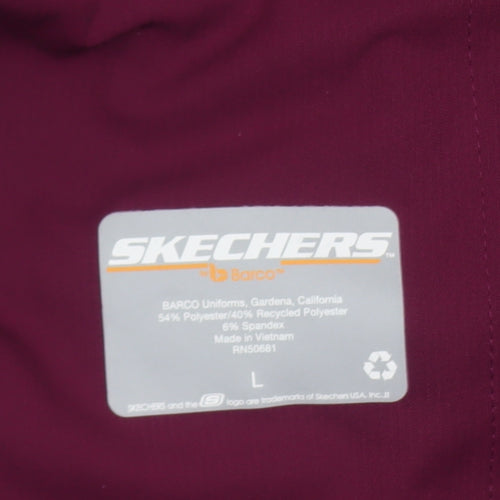 Skechers Women Burgundy Drawstring Straight Leg Trousers L Polyester Blend