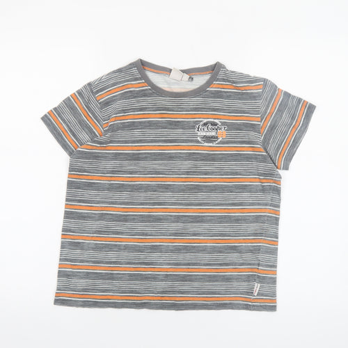 Lee Cooper Boys Grey Striped Cotton Logo T-Shirt 9-10 Years Casual Top