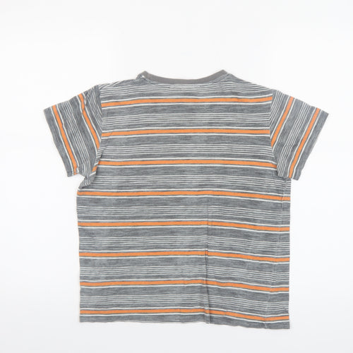 Lee Cooper Boys Grey Striped Cotton Logo T-Shirt 9-10 Years Casual Top