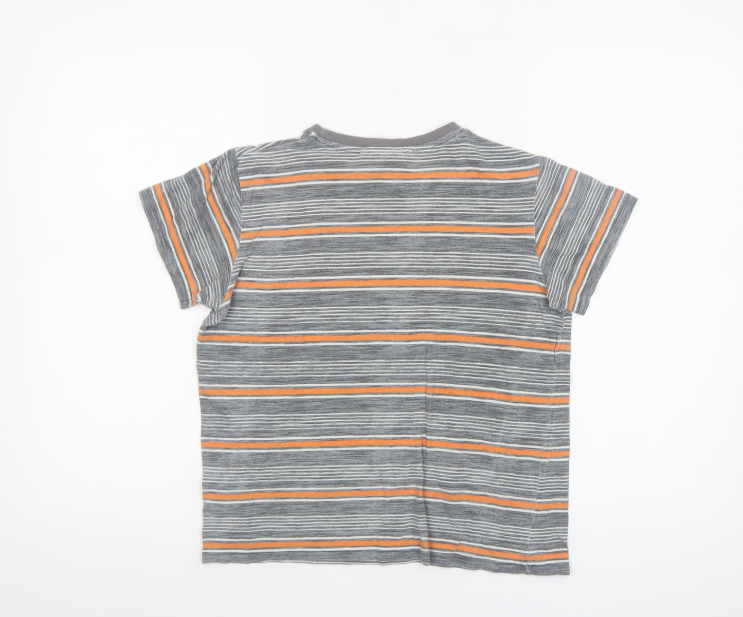 Lee Cooper Boys Grey Striped Cotton Logo T-Shirt 9-10 Years Casual Top