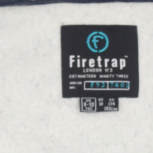 Firetrap Boys Navy Blue Full Zip Hoodie 9-10 Years Cotton Blend