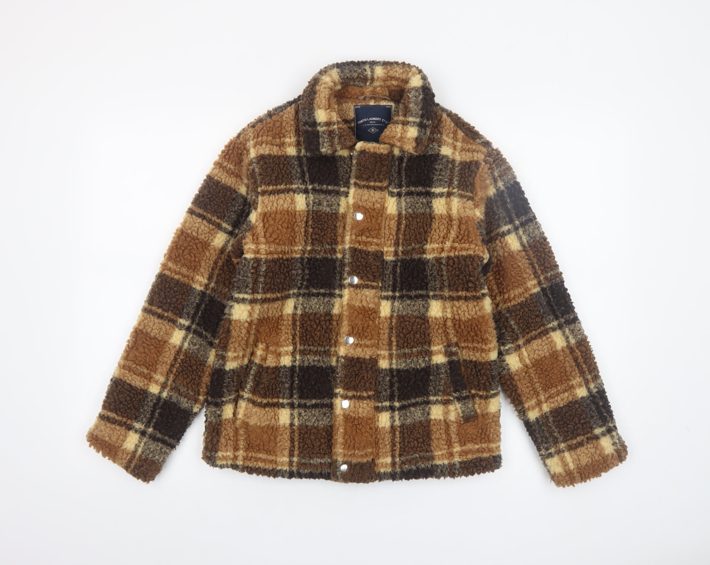 Tokyo Laundry Boys Brown Check Fleece Jacket 9-10 Years Lined Winter Coat