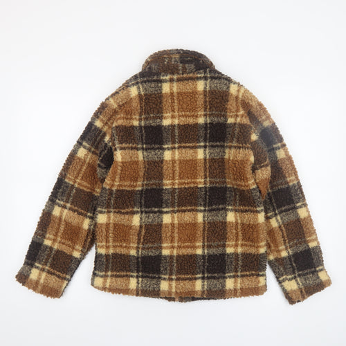 Tokyo Laundry Boys Brown Check Fleece Jacket 9-10 Years Lined Winter Coat