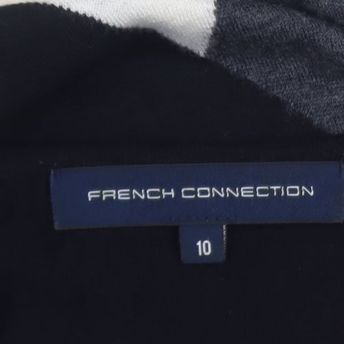 French Connection Women’s Black Grey Beige Knit Sheath Dress Size 10