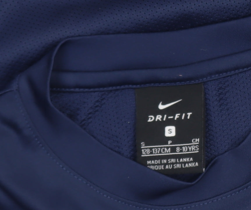 Nike Boys Blue Dri-FIT Short Sleeve Football Training T-Shirt 8-10 Yrs