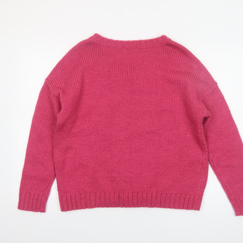 Marks and Spencer Women Pink Cable-Knit Pullover Jumper Size 16