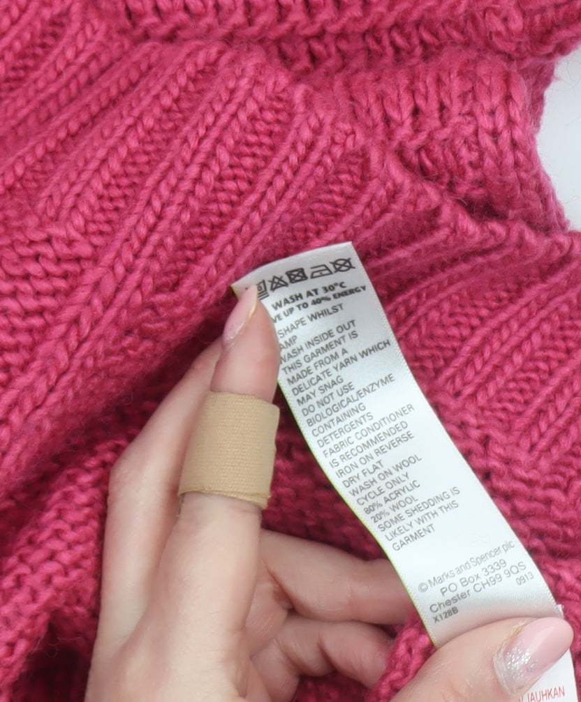 Marks and Spencer Women Pink Cable-Knit Pullover Jumper Size 16