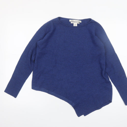 Max Studio Women's Blue Merino Wool Asymmetrical Pullover Jumper Size M