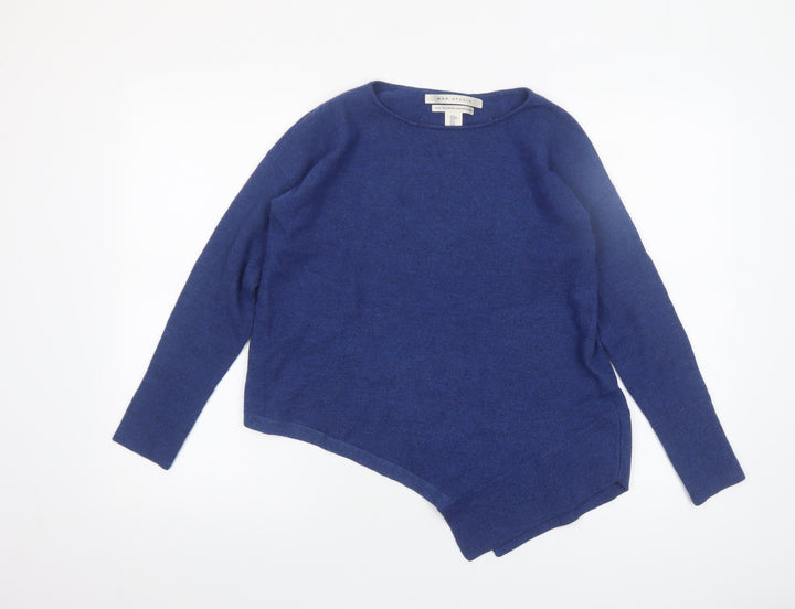 Max Studio Women's Blue Merino Wool Asymmetrical Pullover Jumper Size M