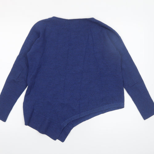Max Studio Women's Blue Merino Wool Asymmetrical Pullover Jumper Size M