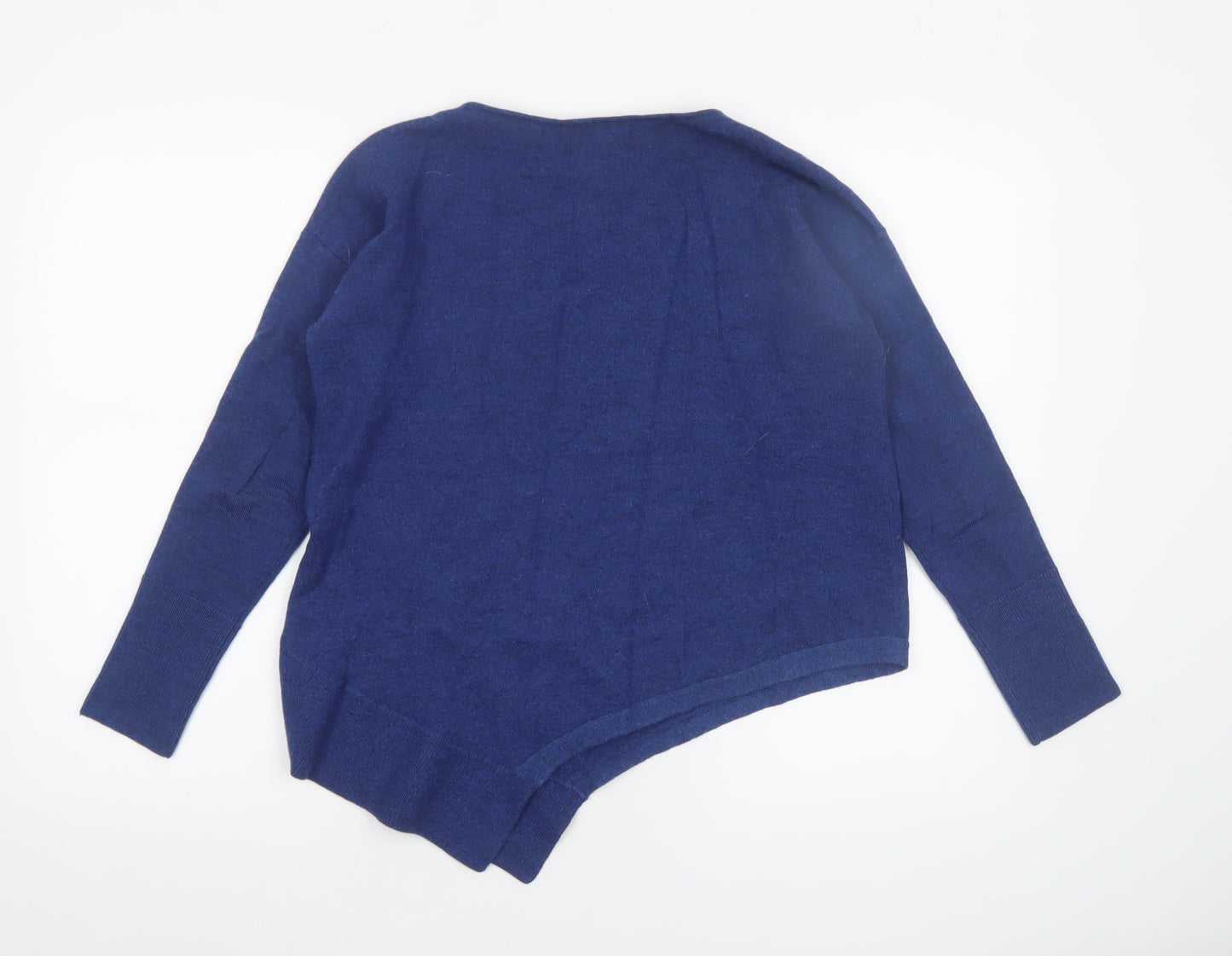 Max Studio Women's Blue Merino Wool Asymmetrical Pullover Jumper Size M
