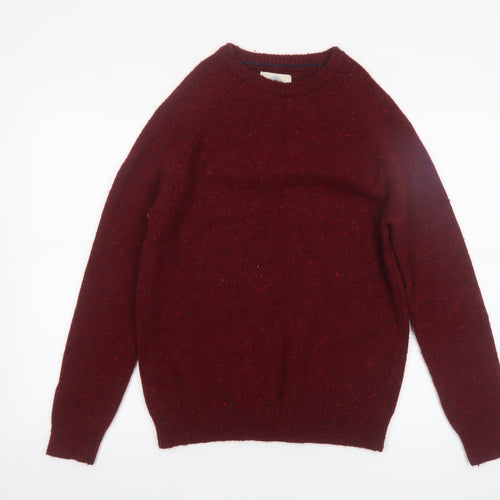 Mantaray Men's Red Wool Blend Crew Neck Jumper Size S