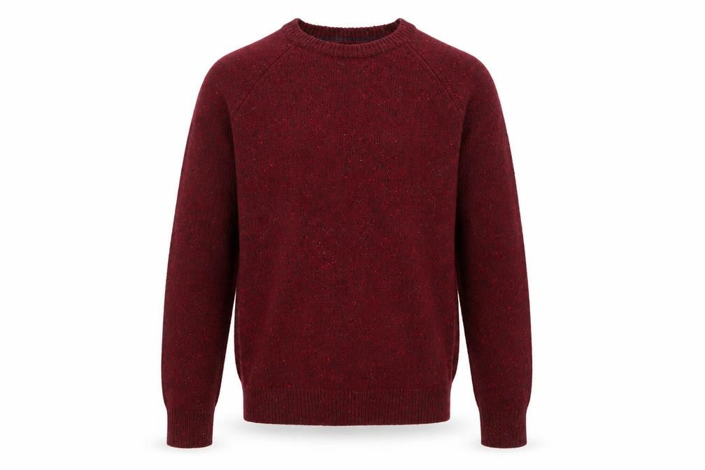 Front view of Mantaray Men's Red Wool Blend Crew Neck Jumper, size S