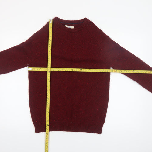 Mantaray Men's Red Wool Blend Crew Neck Jumper Size S