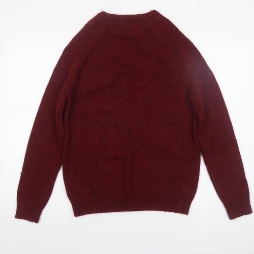 Mantaray Men's Red Wool Blend Crew Neck Jumper Size S