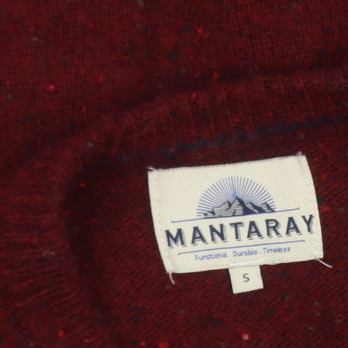 Mantaray Men's Red Wool Blend Crew Neck Jumper Size S