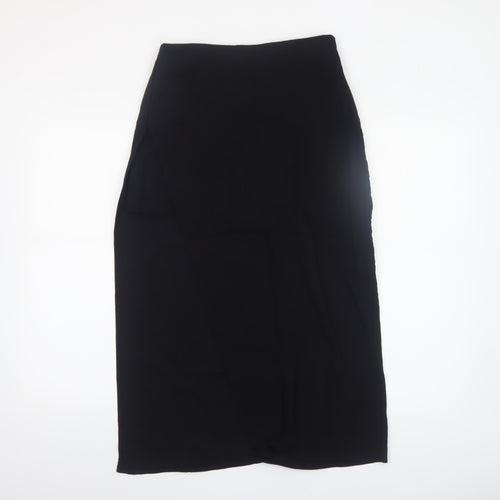 Zara Women Black XS Midi Pencil Skirt High Waist Stretch