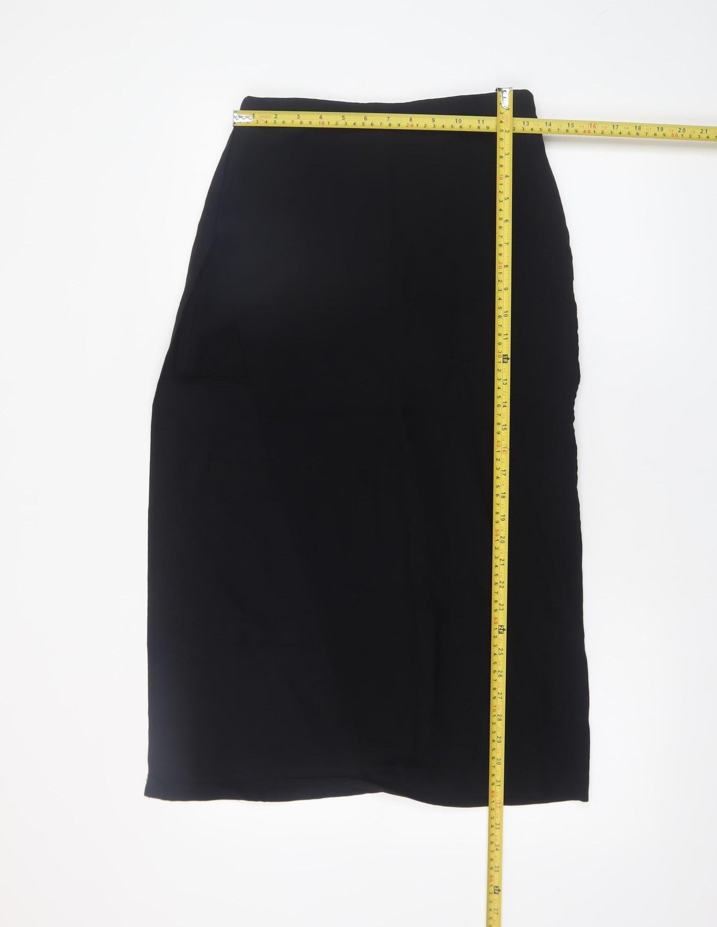 Zara Women Black XS Midi Pencil Skirt High Waist Stretch