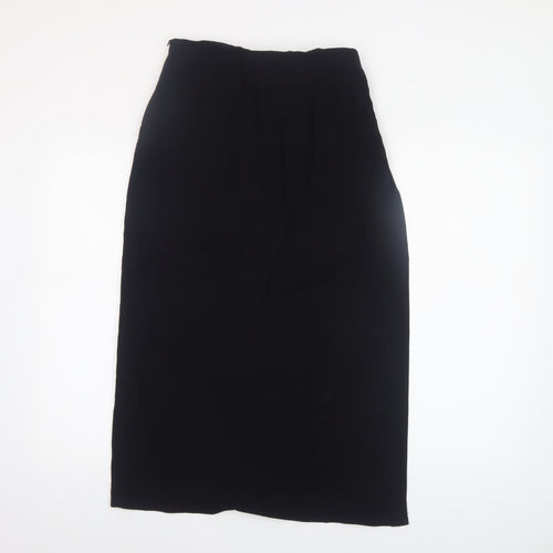Zara Women Black XS Midi Pencil Skirt High Waist Stretch