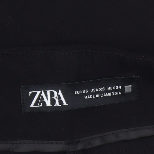 Zara Women Black XS Midi Pencil Skirt High Waist Stretch