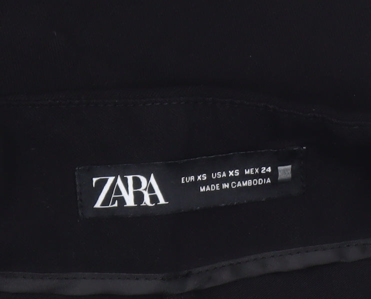 Zara Women Black XS Midi Pencil Skirt High Waist Stretch