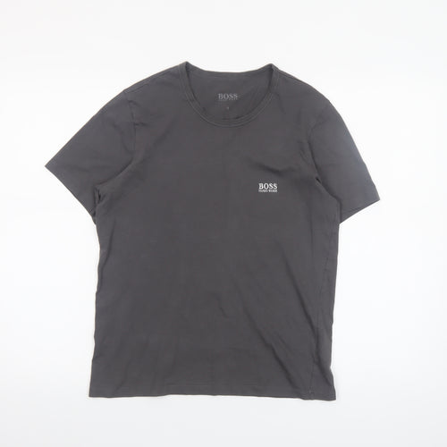 Hugo Boss Men's Black Cotton Crew Neck Logo T-Shirt Size S