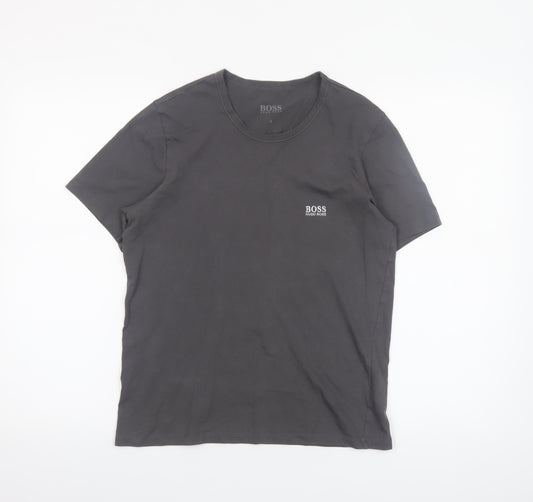 Hugo Boss Men's Black Cotton Crew Neck Logo T-Shirt Size S