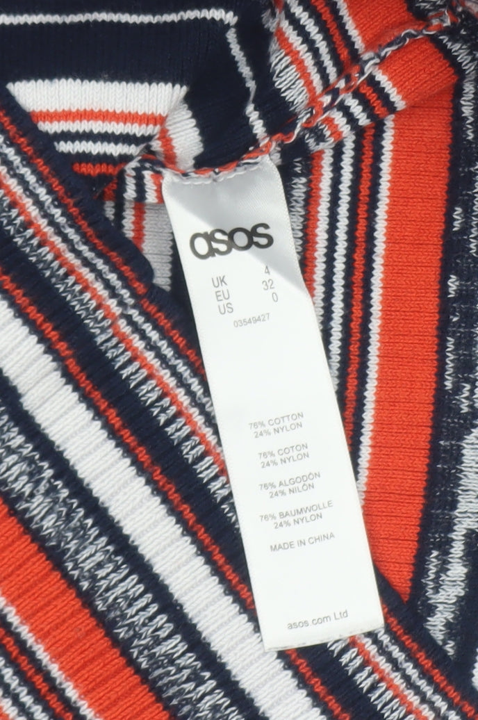 ASOS Womens Multicoloured Roll Neck Slim Knit Jumper Size 4