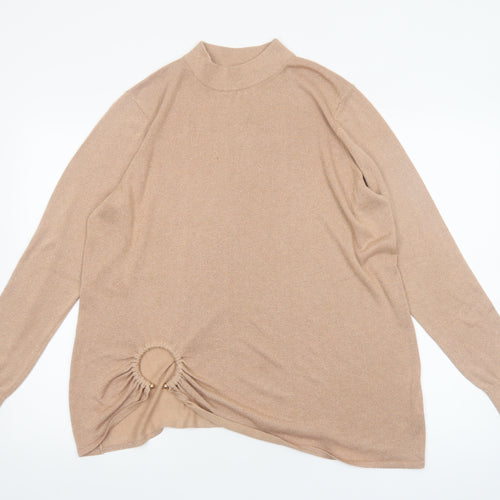 River Island Women’s Beige Mock Neck Long Sleeve Pullover Jumper Size 16