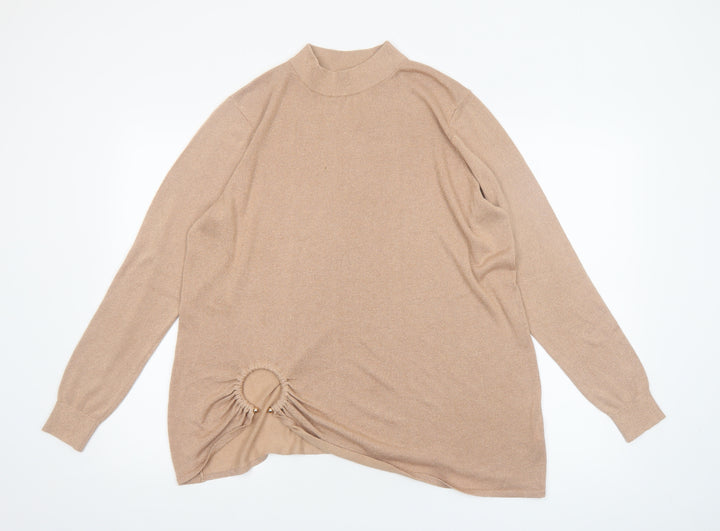 River Island Women’s Beige Mock Neck Long Sleeve Pullover Jumper Size 16