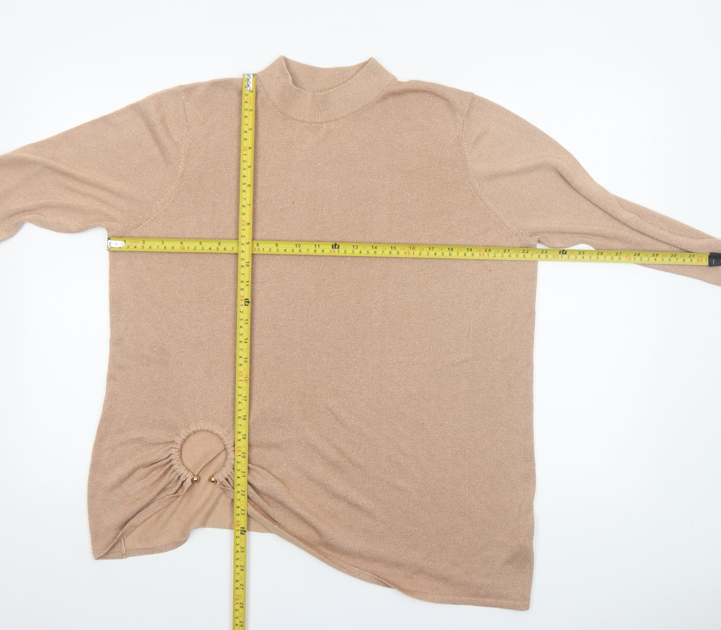 River Island Women’s Beige Mock Neck Long Sleeve Pullover Jumper Size 16