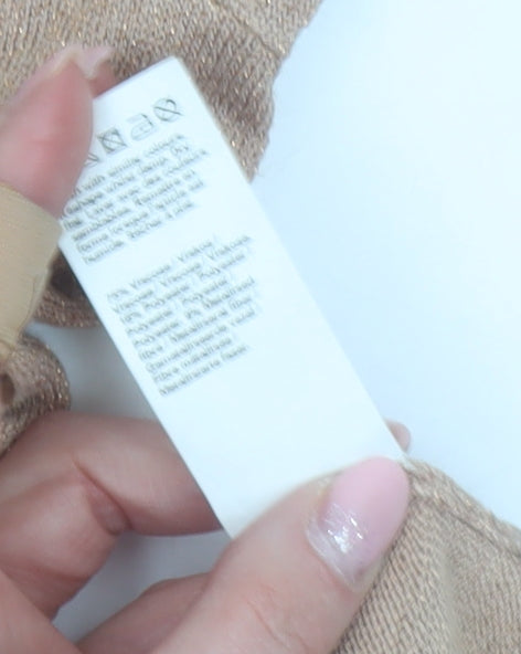 River Island Women’s Beige Mock Neck Long Sleeve Pullover Jumper Size 16