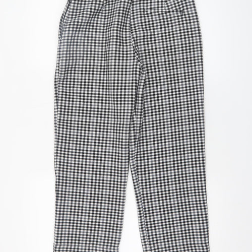 Marks and Spencer Women's Black Check Slim Fit Stretch Trousers Size 8
